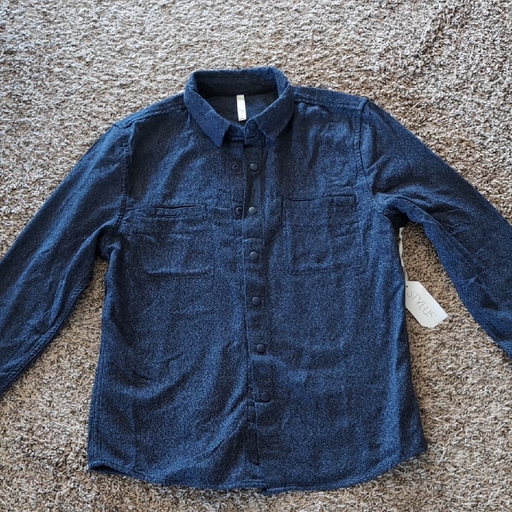 STYLUS Men's Casual Button Down Shirt - Blue